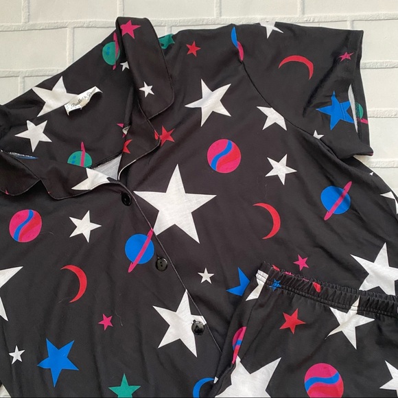 NWOT ModCloth Cosmic Confetti Black Pajama Shorts Set - Picture 3 of 7